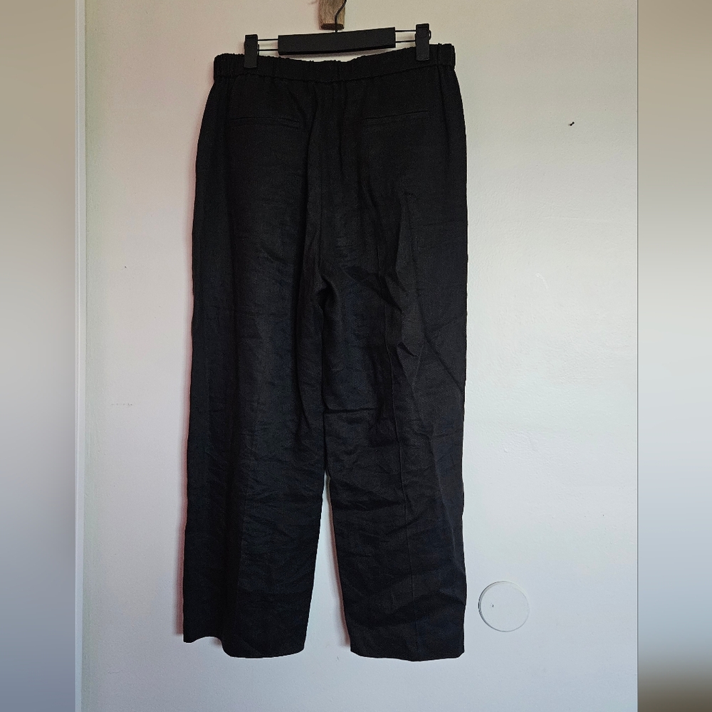 Theory Black Cropped Wide-Leg Pants - Picture 3 of 6